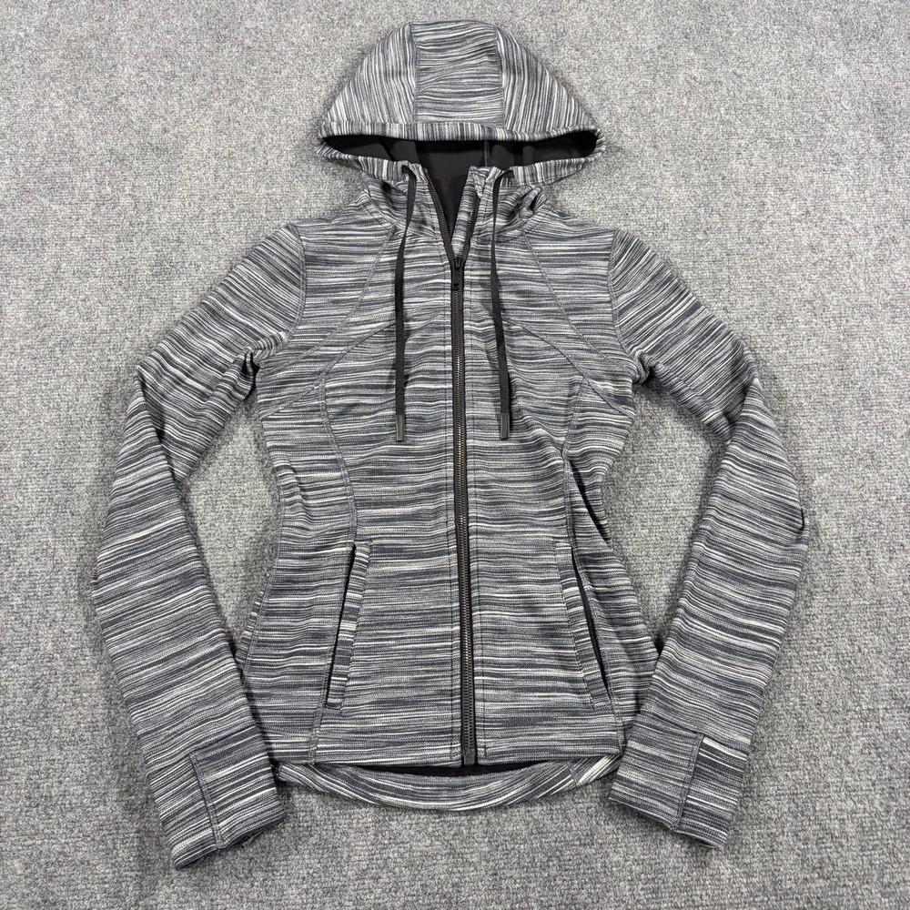 Lululemon Hooded Define Jacket Nulu Size 4 Heathered Black Gray Zip Active
